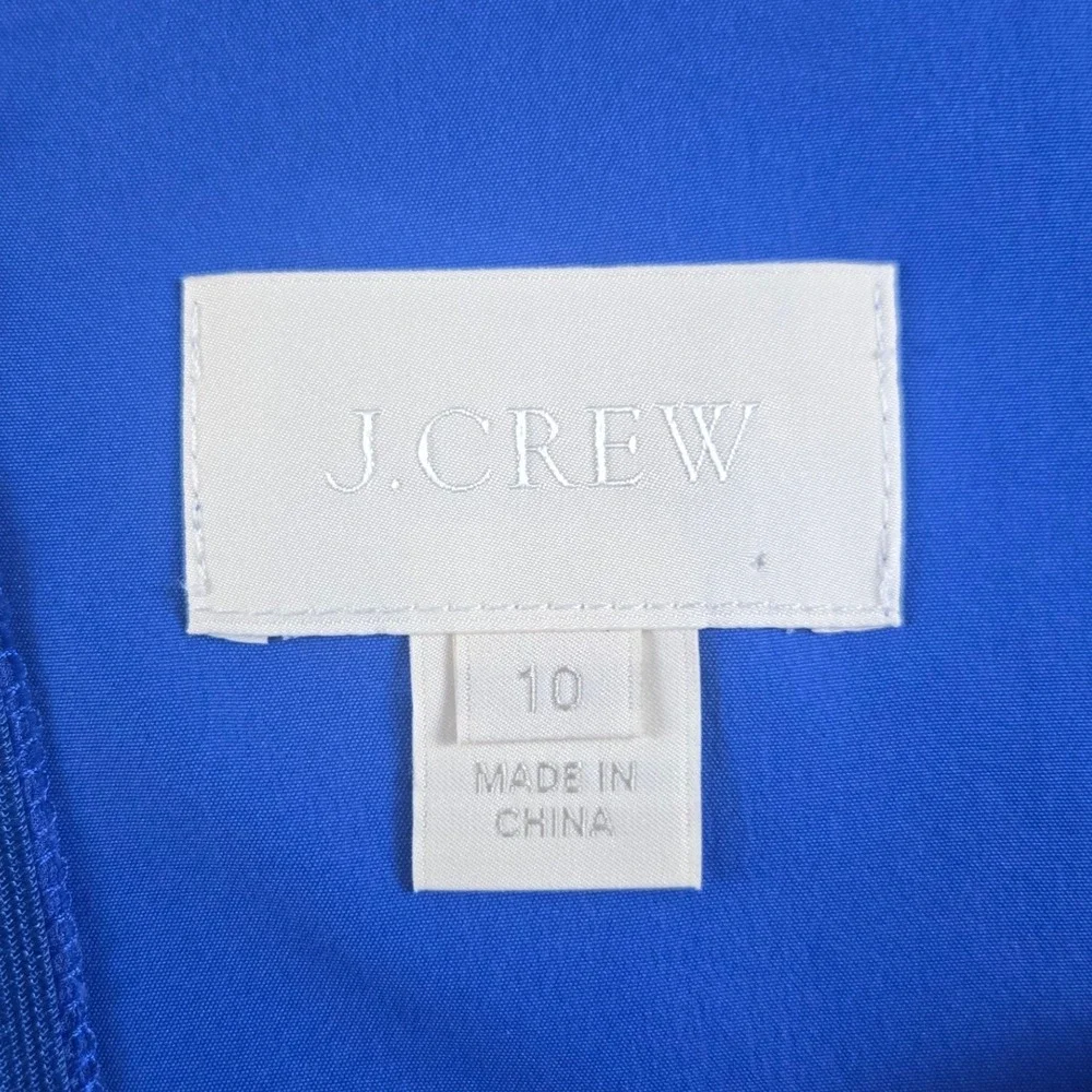 J.Crew 100% Silk Sleeveless‎ Midi Dress Women's Size 10 Blue Pleated V-Neck